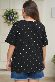 Black Plus Size Dotted Casual T Shirt