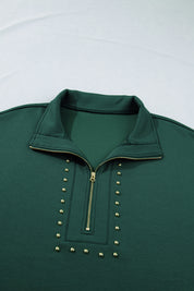 Evergreen Plus Size Glow Studded Zip up T Shirt Dress with Pockets