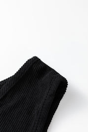 Black Plus Size Corduroy Patch Pocket Sleeveless Mini Dress