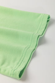 Meadow Mist Green Plus Size V Neck Drop Shoulder Tee Loose Shorts 2pcs Outfit
