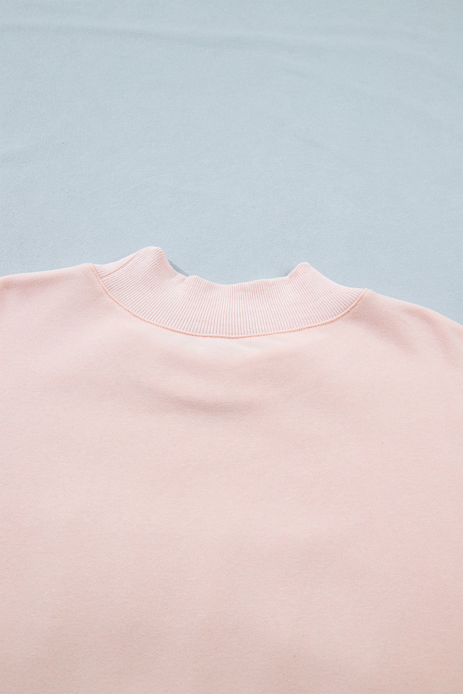 Light Pink BLESSED Embroidered Trim Patch Graphic Plus Size Mock Neck Sweatshirt