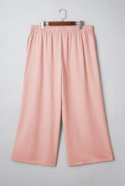 Pink Stripe Drawstring Plus Size Loose Pants