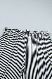 Black Stripe Plus Size Loose Straight Casual Pants