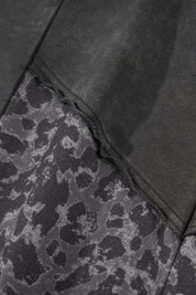 Dark Grey Plus Size Leopard Patchwork Mineral Wash Wide Leg Pants