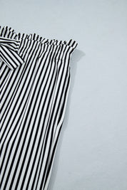 Black Stripe Plus Size Loose Straight Casual Pants