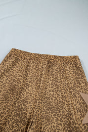 Khaki Plus Size Leopard Print Western Star Patched Jogger Pants