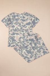 Multicolour Retro Camouflage Print Plus Size 2pcs Outfit