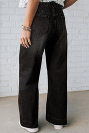 Dark Blue Acid Wash Contrast Lace-up Plus Size Jeans