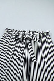 Black Stripe Plus Size Loose Straight Casual Pants