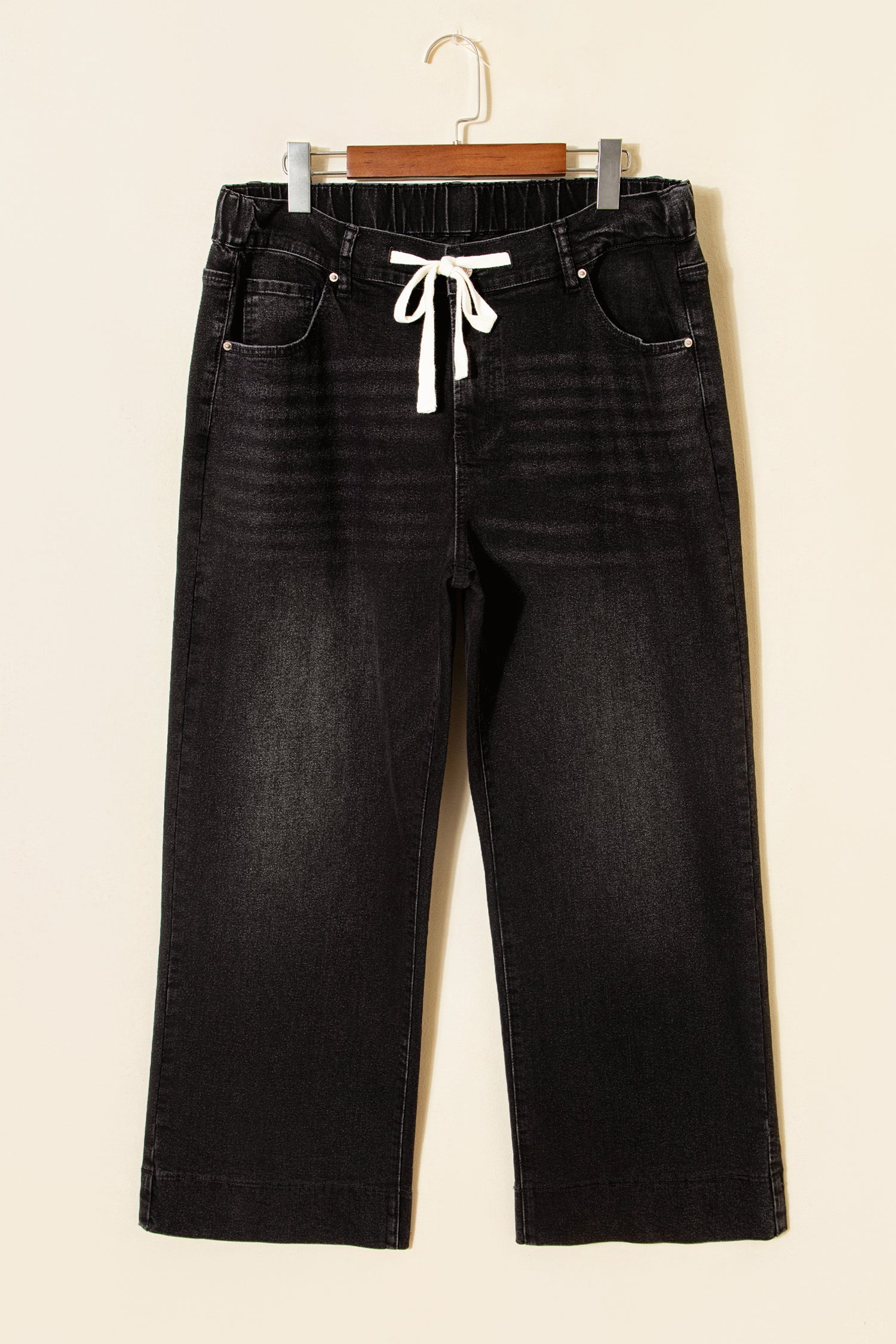 Dark Blue Acid Wash Contrast Lace-up Plus Size Jeans