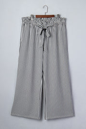 Black Stripe Plus Size Loose Straight Casual Pants