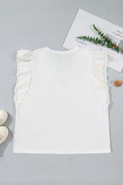 White Eyelet Crochet Splicing Short Sleeve Plus Size Tee